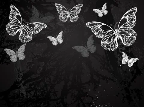 Butterflies drawn in chalk Stock Illustration