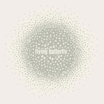 Butterflies flying in a circle scatter in different directions. pastel Stock Illustration