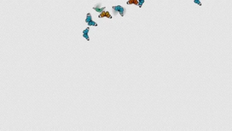 Butterflies Flying VFX Element 3D Animation with Alpha Channel Transparency Stock Footage 302815746