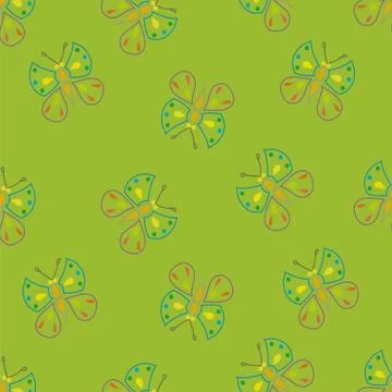 Butterflies on green Stock Illustration