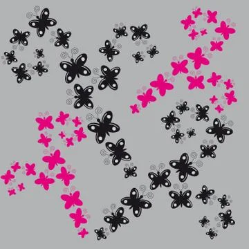 Butterflies on grey background Illustrazione stock