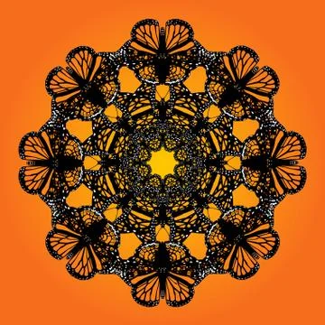 Butterflies kalidescope orange Stock Illustration