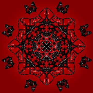 Butterflies kalidescope red Stock Illustration