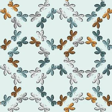 Butterflies ornament seamless vector pattern Illustrazione stock