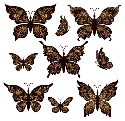 Butterflies with Pattern Stock Illustration
