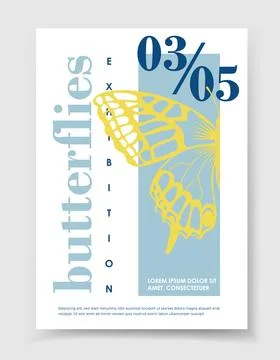 Butterflies poster vector template Stock Illustration