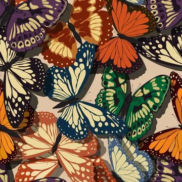 Butterflies retro seamless pattern Illustrazione stock