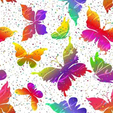 Butterflies, Seamless Pattern Stock Illustration