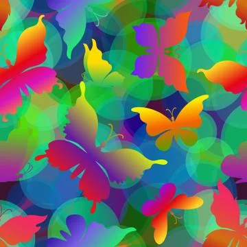 Butterflies, Seamless Pattern Stock Illustration