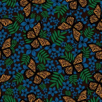 Butterflies seamless pattern Stock Illustration