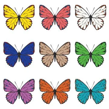 Butterflies Set Ilustração Stock