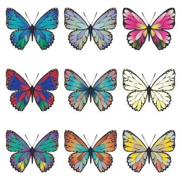 Butterflies Set Stock Illustration