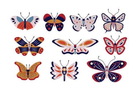 Butterflies set Stock Illustration