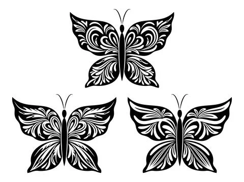 Butterflies Silhouettes Stock Illustration