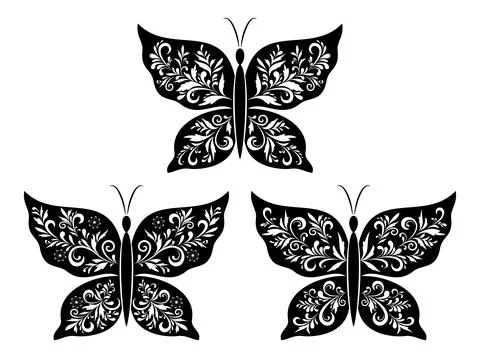 Butterflies Silhouettes Stock Illustration