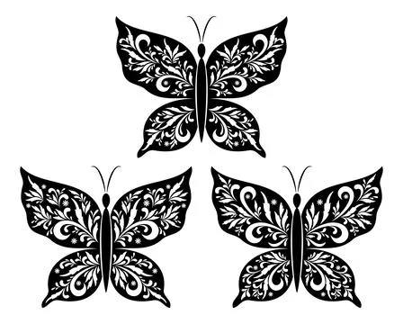 Butterflies Silhouettes Stock Illustration