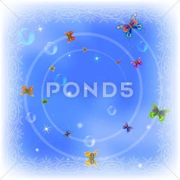Butterflies on sky Stock Illustration