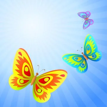 Butterflies in the sky Stock Illustration