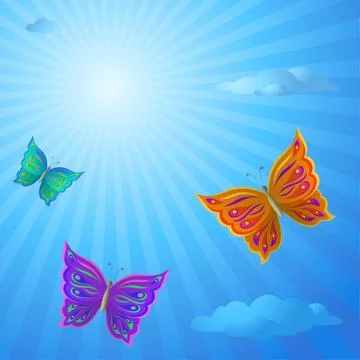 Butterflies in the sky Illustrazione stock