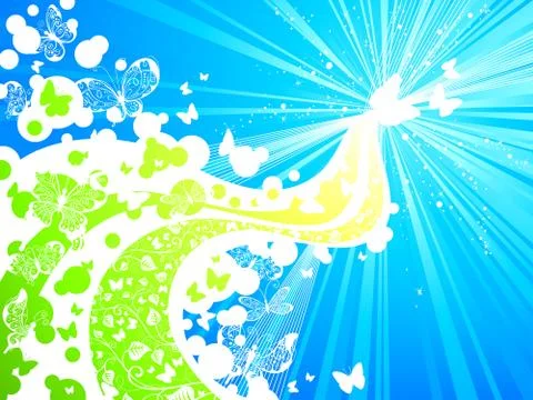 Butterflies in the sky. Stock Illustration