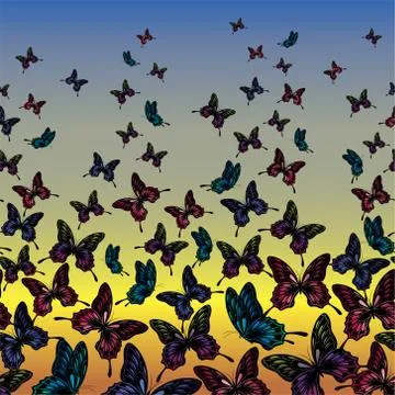 Butterflies in the sky Ilustração Stock