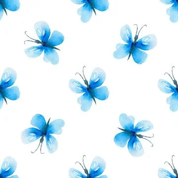 Butterflies spring background, spring greeting cards Watercolor botanical floral Stock Illustration