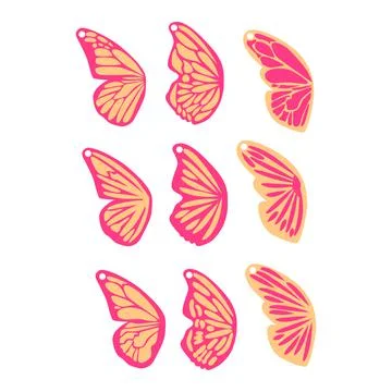 Butterflies spring, Easter black silhouettes. Earrings cut files templates on Illustrazione stock
