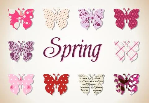 Butterflies spring pattern 스톡 일러스트