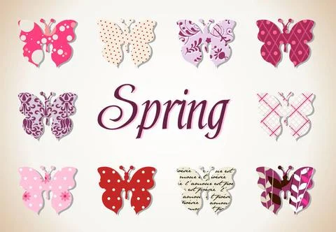 Butterflies spring pattern pattern Illustration of butterflies in warm and... Stock Photos