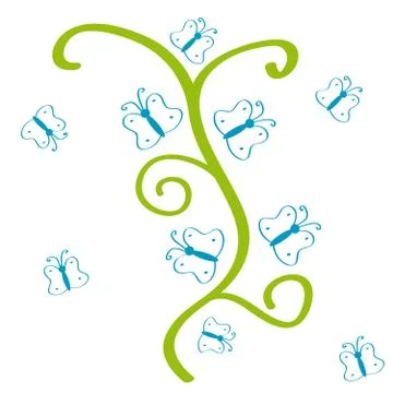 Butterflies on white background Stock Illustration