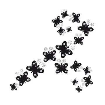 Butterflies on white background Stock Illustration