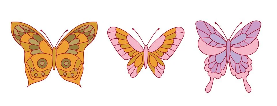 Butterflies on a white background Stock Illustration