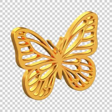Butterfly 3D Icon Isolated on Transparent Background Stock Illustration