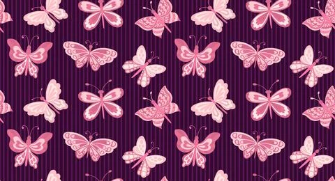 Butterfly and plant seamless pattern.Simple flat cute element insect.Cute Stock Illustration