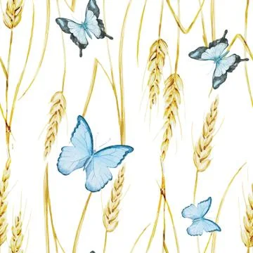 Butterfly and wheat pattern Stock Illustration