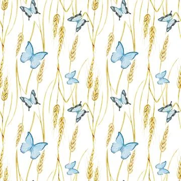 Butterfly and wheat pattern Stock Illustration