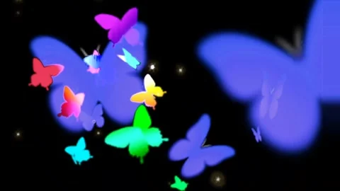 Butterfly Animation Overlay Black Screen Stock Footage 289910355