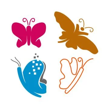 Butterfly Application Line Logo Design Illustration icon Set Stock Illustration