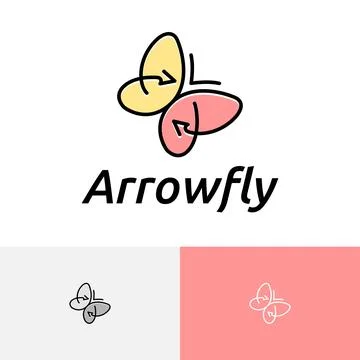 Butterfly Arrow Fly Flow Line Business Logo Stock Illustration