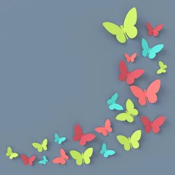 Butterfly background. 3D rendering. Stock Illustration