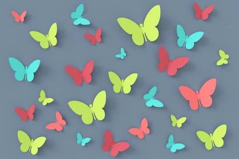 Butterfly background. 3D rendering. Stock Illustration