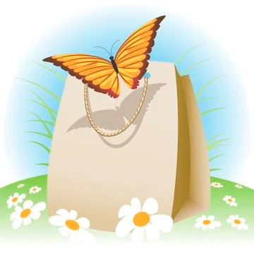Butterfly on a bag Stock Illustration