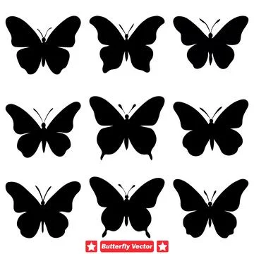 Butterfly Ballet Delicate Vector Silhouettes for Mesmerizing Artistic Compo.. Stock Illustration