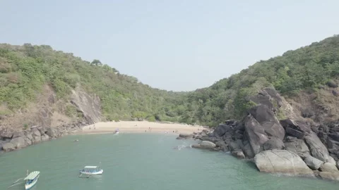 Butterfly beach goa drone View 3 Video stock 245840023