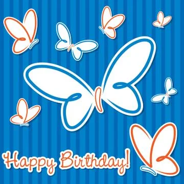 Butterfly birthday card in vector format. Stock Illustration