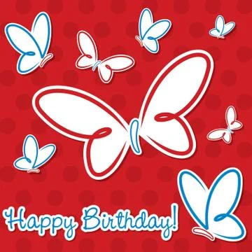 Butterfly birthday card in vector format. Stock Illustration