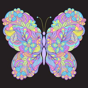 Butterfly on black background Stock Illustration