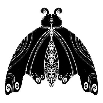 Butterfly. Black element, rough surface, grunge texture, linocut style, Scand Stock-Illustration