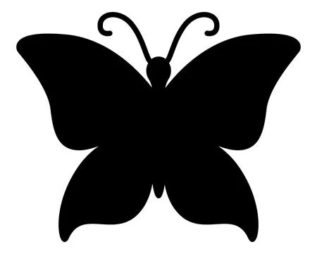 Butterfly, black insect silhouette - vector silhouette image for a logo Ilustração Stock