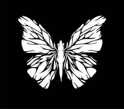 Butterfly Black Version Vector Graphic Stock Illustration